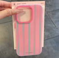 Capa de Telefone com Padrão de Lichia e Listras Verdes iPhone 11, 12, 13, 14, 15, 16, 17