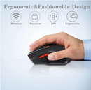 Mouse óptico sem fio com receptor USB, 6 botões, 2.4G, 1600DPI, apto para computador gamer, PC, acessórios portáteis
