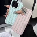 Capa de Telefone com Padrão de Lichia e Listras Verdes iPhone 11, 12, 13, 14, 15, 16, 17