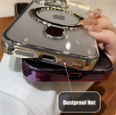 Case de Luxo magsafe com suporte case para iphone com anel magnético suporte capa de acrílico transparente