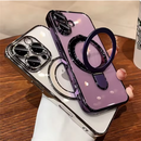 Case de Luxo magsafe com suporte case para iphone com anel magnético suporte capa de acrílico transparente